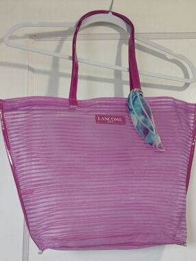 Lancome Paris Striped Sheer Tote Bag with Scarf Accent
